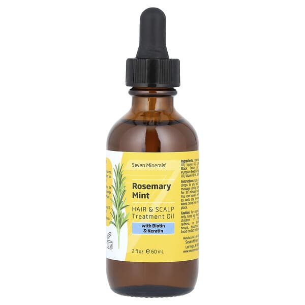 Seven Minerals, Rosemary Mint, Hair & Scalp Treatment Oil, With Biotin & Keratin, 2 fl oz (60 ml) (Discontinued Item)