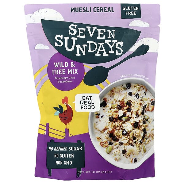 Seven Sundays, Muesli Cereal, Wild & Free Mix, Blueberry Chia Buckwheat, 12 oz (340 g)