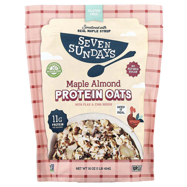 Seven Sundays, Protein Oats With Flax & Chia, Maple Almond, 16 oz (454 g)