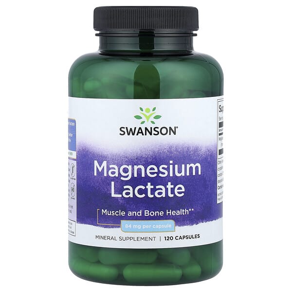 Swanson Витаминs, Магни Lactate, 84 мг, 120 капсул