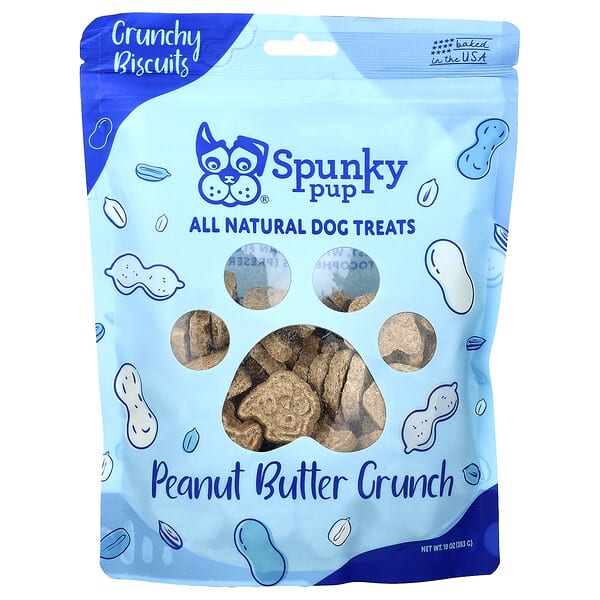 Spunky Pup, All Natural Dog Treats, Crunchy Biscuits, Peanut Butter Crunch, 10 oz (283 g)