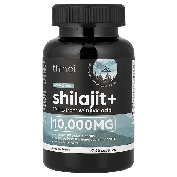 Thinbi, Shilajit+, 90 капсул (500 мг per капсул)