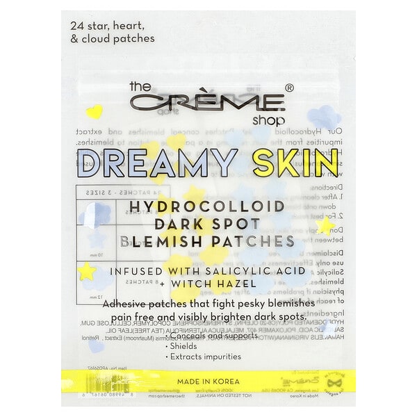 The Creme Shop, Dreamy Skin, Hydrocolloid Dark Spot Blemish Patches, Star, Heart & Cloud, 24 Patches