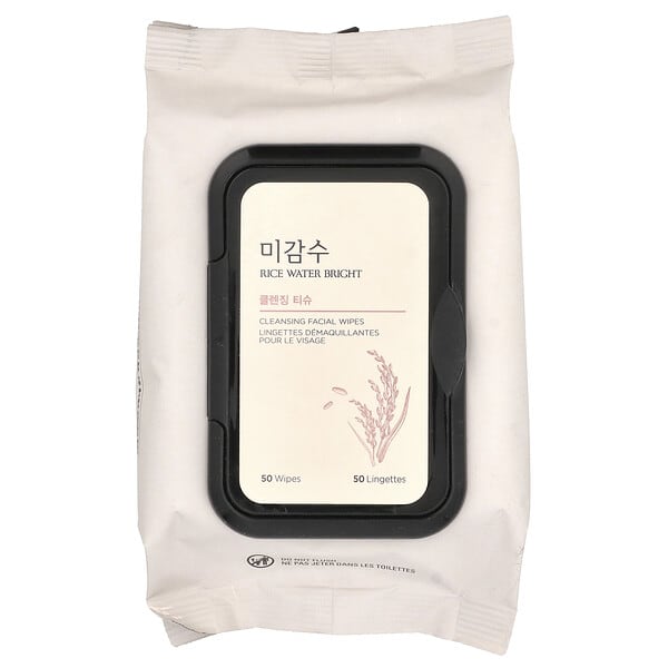 The Face Shop, Rice Water Bright, Cleansing Facial Wipes, 50 Wipes (Discontinued Item)