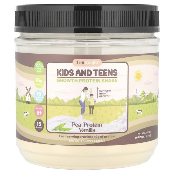 TruHeight, Kids and Teens Growth Pea Protein Shake, For Kids 5+, Vanilla, 0.82 lbs (374 g)
