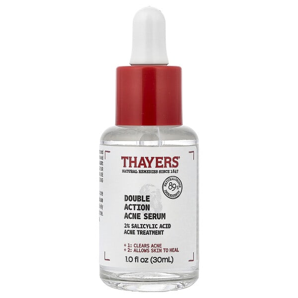 Thayers, Double Action Acne Serum, Acne-Prone Skin, Fragrance-Free, 1 fl oz (30 ml)