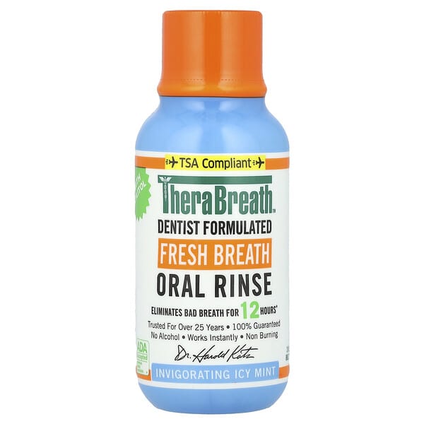 TheraBreath, Fresh Breath Oral Rinse, Invigorating Icy Mint, 3 fl oz (88.7 ml) (Discontinued Item)
