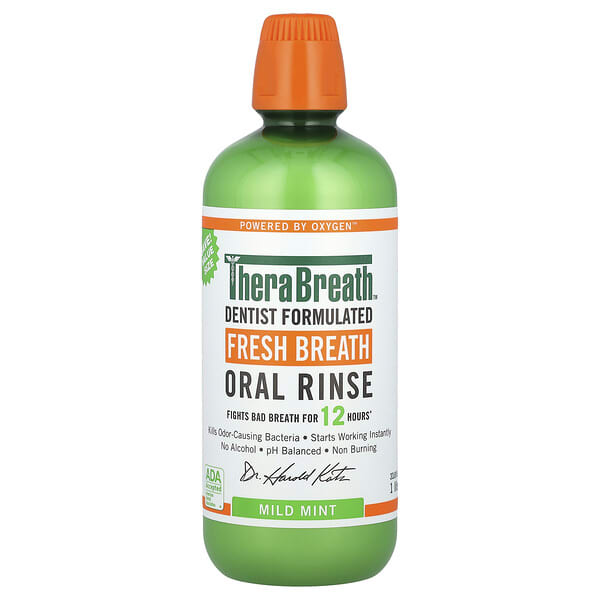 TheraBreath, Fresh Breath Oral Rinse, Mild Mint, 33.8 fl oz (1 L)