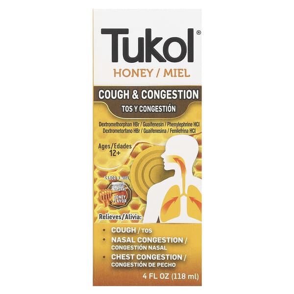 Tukol, Honey, Cough & Congestion, Ages 12+, Natural Honey, 4 fl oz (118 ml) (Discontinued Item)