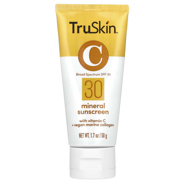 TruSkin, Mineral Sunscreen with Vitamin C + Vegan Marine Collagen, SPF 30, 1.7 oz (50 g) (Discontinued Item)
