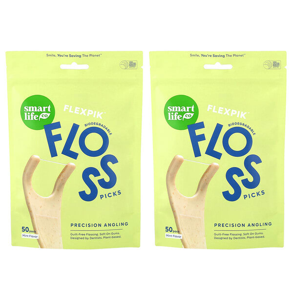 SmartLifeCo, Flexpik™ Floss Picks, Mint, 100 Pack