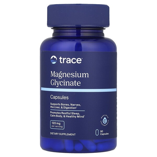 Trace, Магни Glycinate, 90 капсул