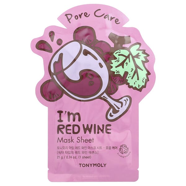 TonyMoly, I'm Red Wine, Pore Care Beauty Mask Sheet, 1 Sheet, 0.74 oz (21 g) (Discontinued Item)