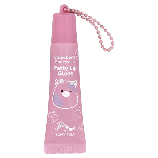 TonyMoly, Original Squishmallows™, Patty Key Chain Lip Gloss, Strawberry Shortcake, 11 g