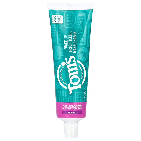 Tom's of Maine, Antiplaque & Whitening Toothpaste, Fluoride Free, Fennel, 4.5 oz (127 g)