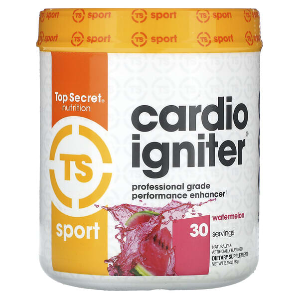 Top Secret Nutrition, Sport, Cardio Igniter, Professional Grade Performance Enhancer, Watermelon, 6.35 oz (180 g) (Discontinued Item)
