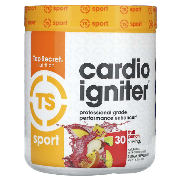Top Secret Nutrition, Sport, Cardio Igniter, Professional Grade Performance Enhancer, жимс Punch, 6.35 oz (180 g) (Discontinued Item)