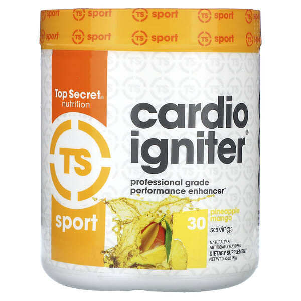 Top Secret Nutrition, Sport, Cardio Igniter, Professional Grade Performance Enhancer, Pineapple Mango, 6.35 oz (180 g) (Discontinued Item)