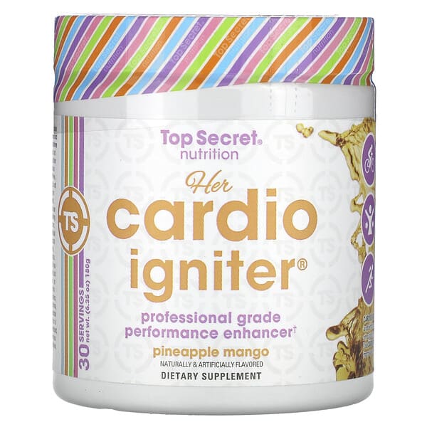 Top Secret Nutrition, Her Cardio Igniter, Professional Grade Performance Enhancer, Pineapple Mango, 6.35 oz (180 g) (Discontinued Item)