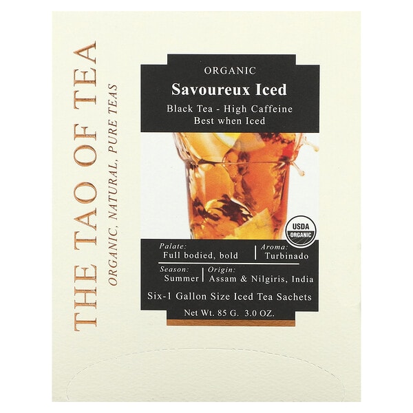 The Tao of Tea, органик Black Tea, Savoureux Iced, 6 -1 Gallon Sized Sachets, 3.0 oz (85 g) (Discontinued Item)