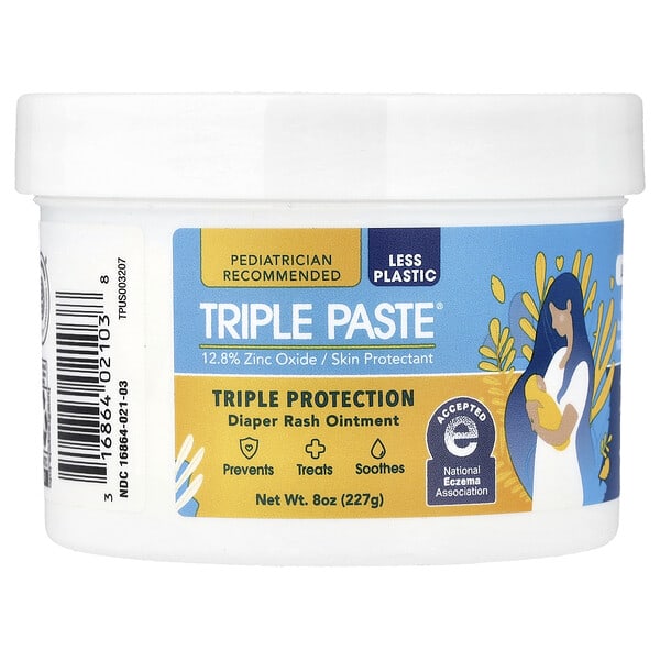 Triple Paste, Zinc Oxide Diaper Rash Ointment, Fragrance-Free, 8 oz (227 g)