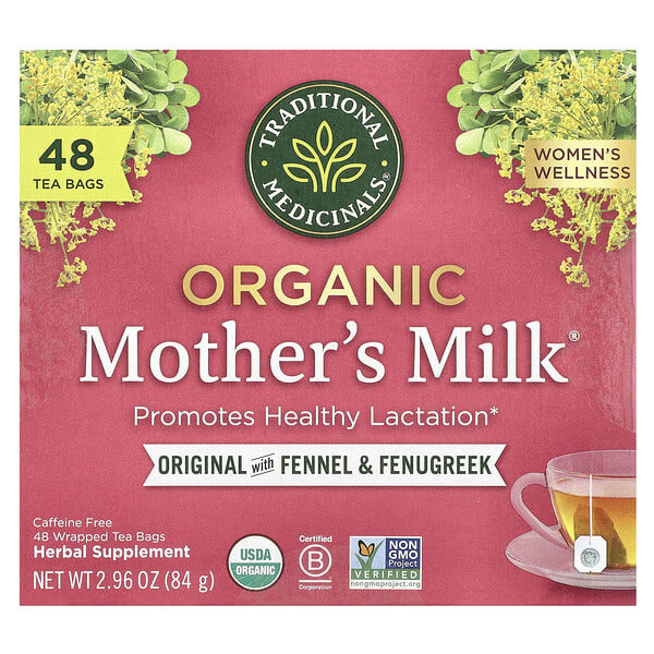 Traditional Medicinals, Organic Mother's Milk®, Original with Fennel & Fenugreek, Caffeine Free, 48 Wrapped Tea Bags, 2.96 oz (84 g)