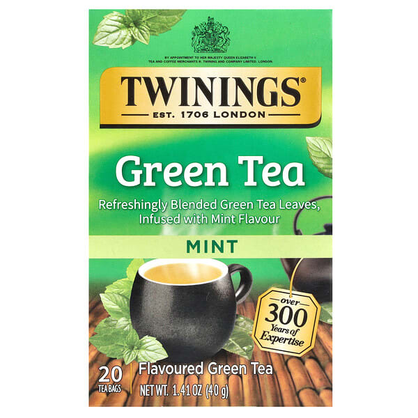 Twinings, Flavored Green Tea, Mint, 20 Tea Bags, 1.41 oz (40 g)