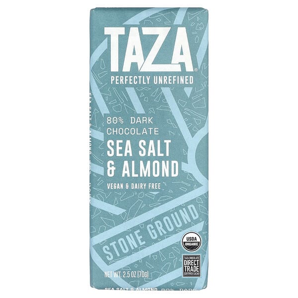 Taza Chocolate, 80% Dark Chocolate, Sea Salt & Almond, 2.5 oz (70 g)