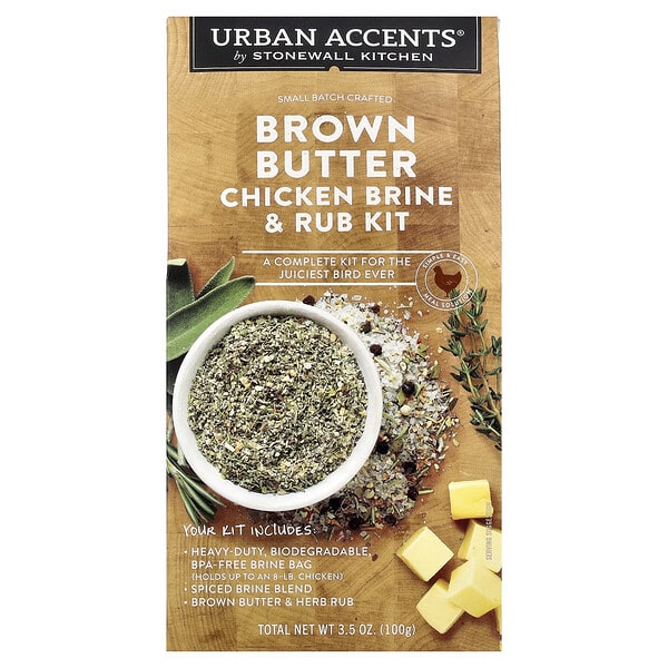Urban Accents, Brown Butter Chicken Brine & Rub Kit, 3.5 oz (100 g) (Discontinued Item)