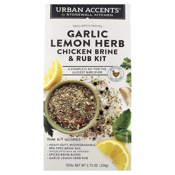 Urban Accents, Garlic Lemon Herb Chicken Brine & Rub Kit, 3.75 oz (106 g)