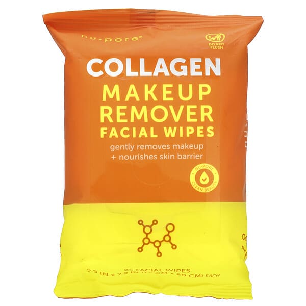 Nu-Pore, Collagen Makeup Remover Facial Wipes, 25 Wipes