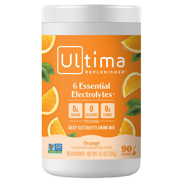 Ultima Replenisher, 6 Essential Electrolytes, Daily Electrolyte Drink Mix, Orange, 11.1 oz (315 g)