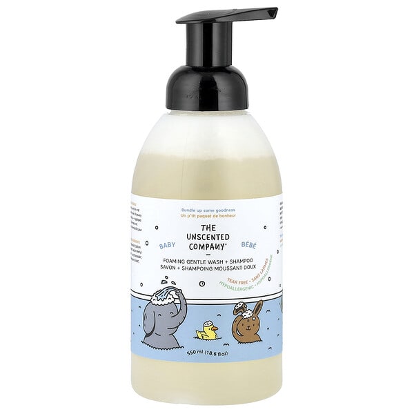 The Unscented Company, Нярайн, Foaming Gentle Wash + Shampoo, Fragrance Free, 18.6 fl oz (550 ml)
