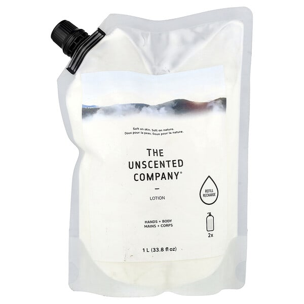 The Unscented Company, Hands + Body Lotion, Refill, Fragrance Free, 33.8 fl oz (1 L)