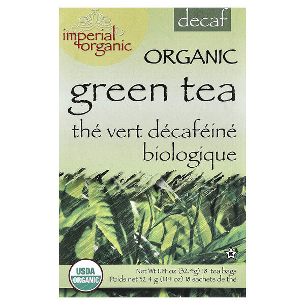 Uncle Lee's Tea, Imperial Organic, ногоон цай, Decaf, 18 Tea Bags, 1.14 oz (32.4 g)