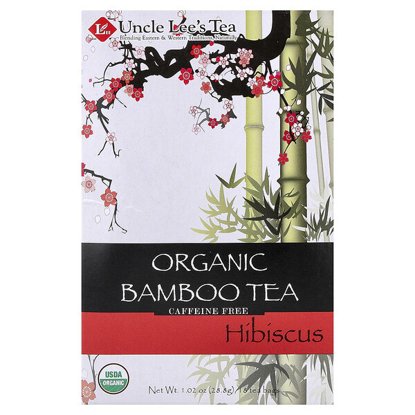 Uncle Lee's Tea, Organic Bamboo Tea, Hibiscus, Caffeine Free, 18 Tea Bags, 1.02 oz (28.8 g)