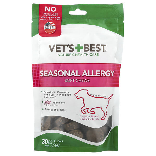 Vet's Best, Seasonal Allergy Soft Chews, For Dogs, All Sizes, 30 Soft Chews, 4.2 oz (120 g)