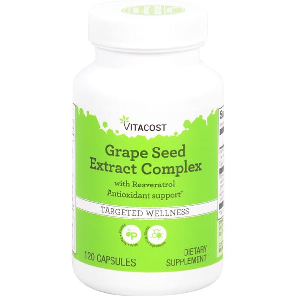 Vitacost, усан үзмийн үр Extract цогц — Resveratrol, 120 капсул