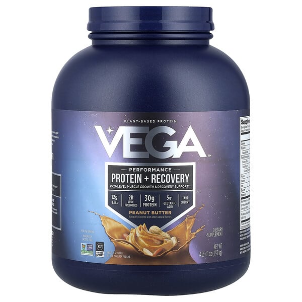 Vega, ургамлын гаралтай Уураг, Performance Protein + Recovery, Peanut Butter, 4 lb 4.1 oz (1.93 kg)