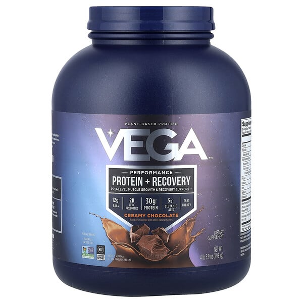 Vega, ургамлын гаралтай Уураг, Performance Protein + Recovery, Creamy Chocolate, 4 lb 5.9 oz (1.98 kg)