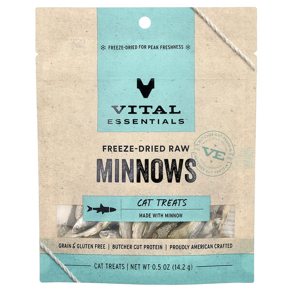 Vital Essentials, Freeze-Dried Raw Cat Treats, Minnows, 0.5 oz (14.2 g)
