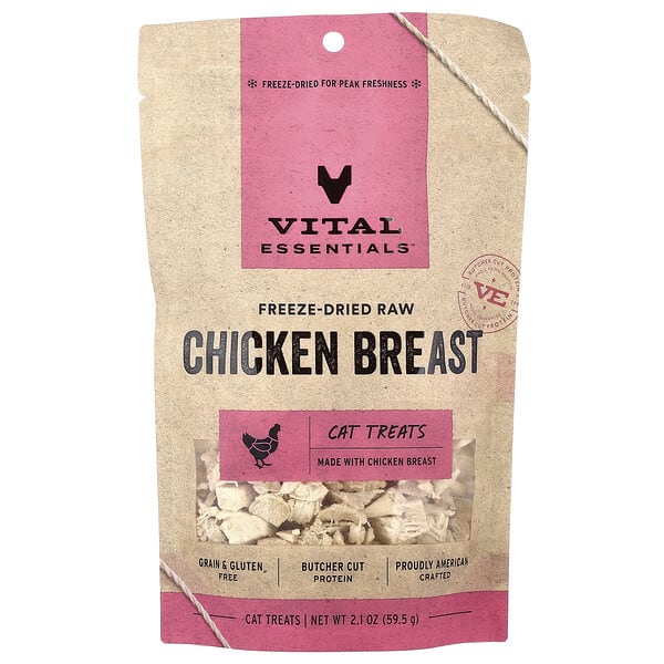 Vital Essentials, Freeze-Dried Raw Cat Treats, Chicken Breast, 2.1 oz (59.5 g)
