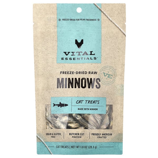 Vital Essentials, Freeze-Dried Raw Cat Treats, Minnows, 1 oz (28.3 g)