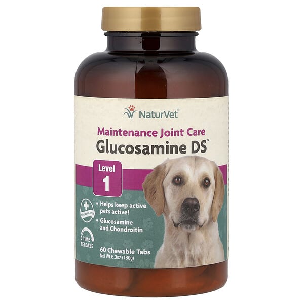 NaturVet, Глюкозамин DS™, Maintenance Joint Care, Level 1, For Dogs & Cats, 60 зажилдаг шахмал Tabs, 6.3 oz (180 g) (Discontinued Item)