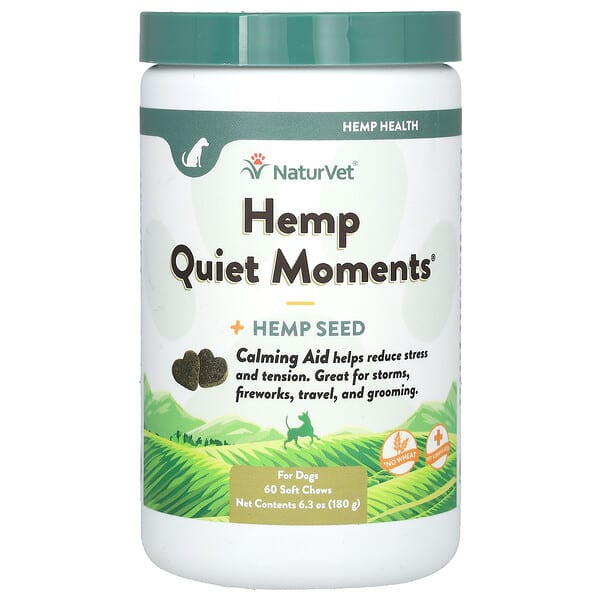 NaturVet, Hemp Quiet Moments + Hemp Seed, For Dogs, 60 Soft Chews, 6.3 oz (180 g) (Discontinued Item)
