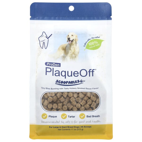 ProDen, ProDen PlaqueOff® Scoopables, For Large & Giant Breed Dogs, Hickory Smoked Bacon, 45 Scoops, 11 oz (315 g) (Discontinued Item)