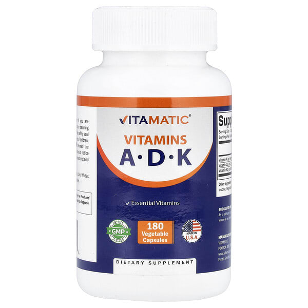 Vitamatic, Витаминs A, D, K, 180 ширхэг капсул