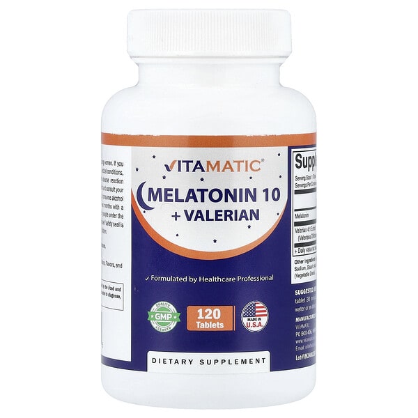 Vitamatic, Мелатонин 10 + валериан, 120 шахмал