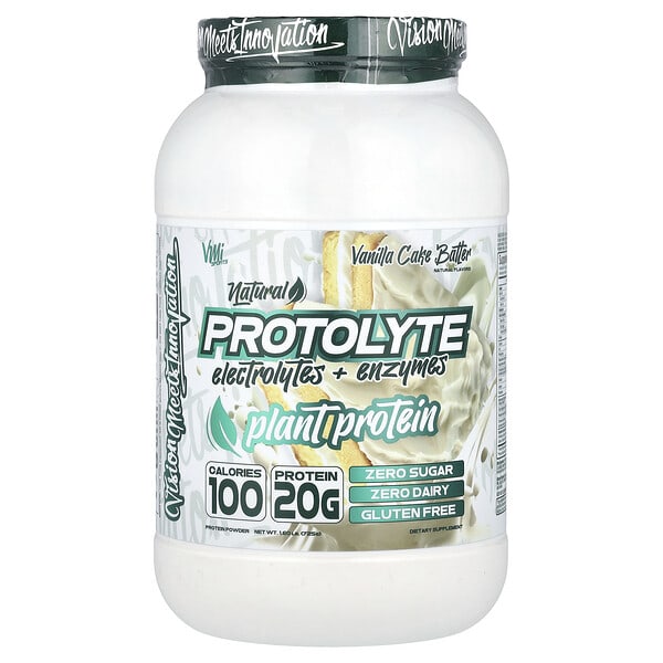 VMI Sports, ProtoLyte, Plant Protein Powder, Vanilla Cake Batter, 1.6 lb (725 g) (Discontinued Item)