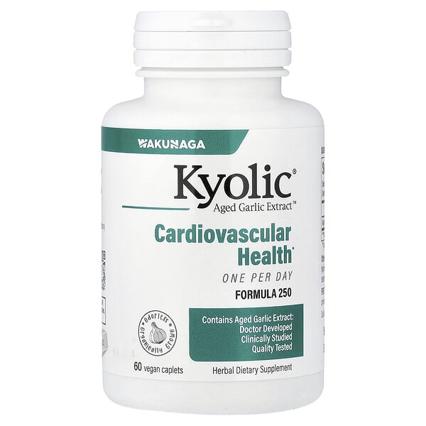 Kyolic, Aged Garlic Extract™, Cardiovascular Health, One Per Day, найрлага 250, 60 Vegan Caplets (1, 000 мг per капсул)